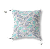 18? Gray Green Boho Paisley Indoor Outdoor Throw Pillow