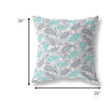 18? Gray Green Boho Paisley Indoor Outdoor Throw Pillow