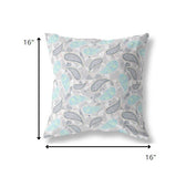 16? Gray Turquoise Boho Paisley Indoor Outdoor Throw Pillow