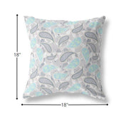 18? Gray Cream Boho Paisley Indoor Outdoor Throw Pillow