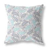 18? Gray Cream Boho Paisley Indoor Outdoor Throw Pillow
