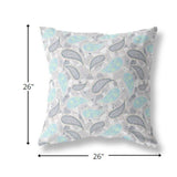 18? Gray Cream Boho Paisley Indoor Outdoor Throw Pillow