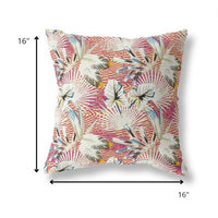 16? White Red Tropical Indoor Outdoor Throw Pillow