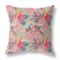 18? Red Gold Tropical Indoor Outdoor Throw Pillow