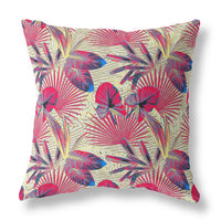 18? Pink Yellow Tropical Indoor Outdoor Throw Pillow