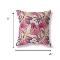 18? Pink Yellow Tropical Indoor Outdoor Throw Pillow