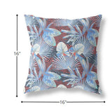 16? Blue Red Tropical Indoor Outdoor Throw Pillow