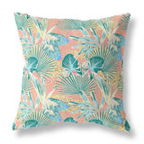 16? Blue Peach Tropical Indoor Outdoor Throw Pillow