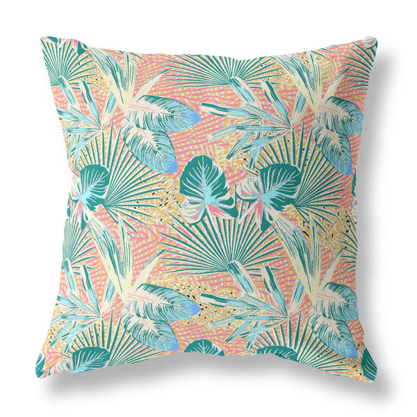 16? Blue Peach Tropical Indoor Outdoor Throw Pillow