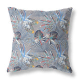 18? Indigo Gray Tropical Indoor Outdoor Throw Pillow