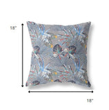 18? Indigo Gray Tropical Indoor Outdoor Throw Pillow