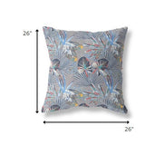 18? Indigo Gray Tropical Indoor Outdoor Throw Pillow