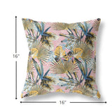 16? Gold Pink Tropical Indoor Outdoor Throw Pillow