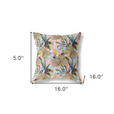 16? Gold Pink Tropical Indoor Outdoor Throw Pillow
