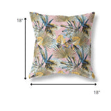 18? Gold Pink Tropical Indoor Outdoor Throw Pillow