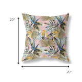 18? Gold Pink Tropical Indoor Outdoor Throw Pillow