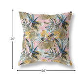 18? Gold Pink Tropical Indoor Outdoor Throw Pillow