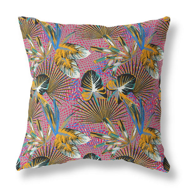 18? Magenta Gold Tropical Indoor Outdoor Throw Pillow