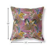 18? Magenta Gold Tropical Indoor Outdoor Throw Pillow