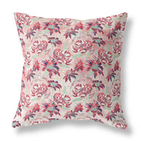 16? Red White Roses Indoor Outdoor Throw Pillow