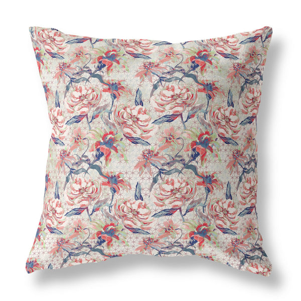 18? Red Light Indigo Roses Indoor Outdoor Throw Pillow