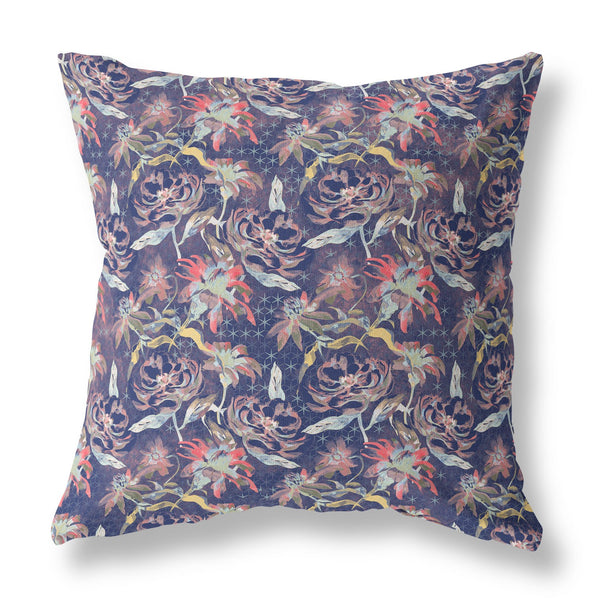 16? Midnight Blue Roses Indoor Outdoor Throw Pillow