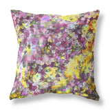 18" Purple Yellow Springtime Indoor Outdoor Throw Pillow