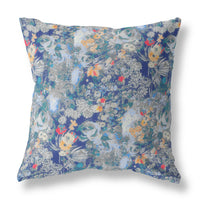 18" Blue Gray Springtime Indoor Outdoor Throw Pillow