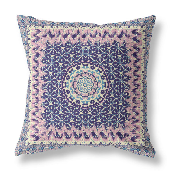 20? Pink Indigo Holy Floral Indoor Outdoor Throw Pillow