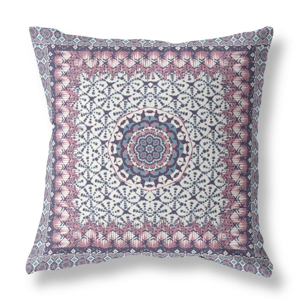 20? Pink Gray Holy Floral Indoor Outdoor Throw Pillow