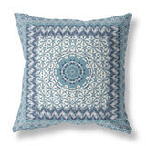 16? Blue White Holy Floral Indoor Outdoor Throw Pillow