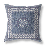18? Indigo White Holy Floral Indoor Outdoor Throw Pillow