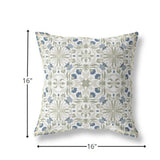 16? White Green Paisley Indoor Outdoor Throw Pillow