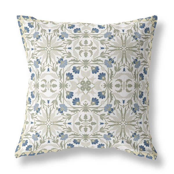 18? White Green Paisley Indoor Outdoor Throw Pillow
