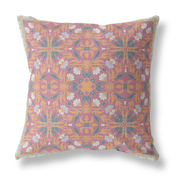 28? Magenta Orange Paisley Indoor Outdoor Throw Pillow