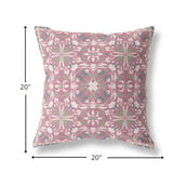 20? Magenta White Paisley Indoor Outdoor Throw Pillow