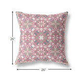 26? Magenta White Paisley Indoor Outdoor Throw Pillow