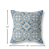 16? Gray Indigo Paisley Indoor Outdoor Throw Pillow
