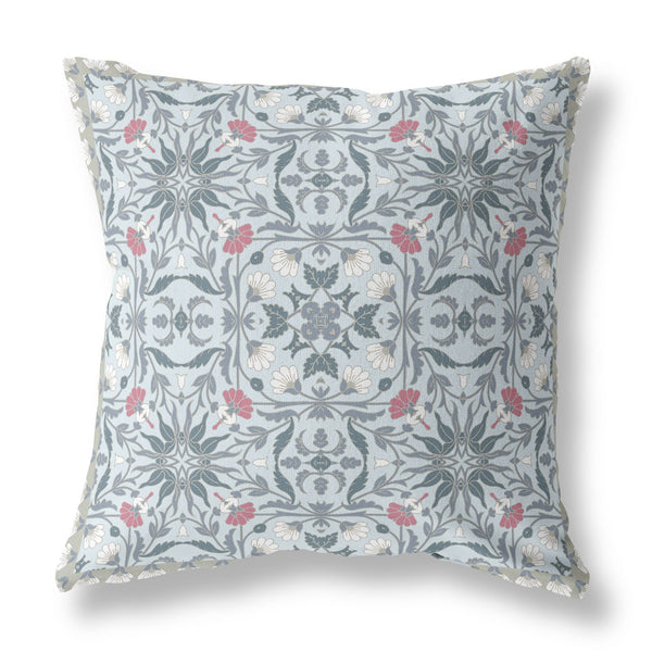 20? Powder Blue Paisley Indoor Outdoor Throw Pillow