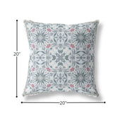 20? Powder Blue Paisley Indoor Outdoor Throw Pillow