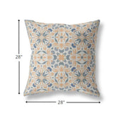 28? Gray Orange Paisley Indoor Outdoor Throw Pillow