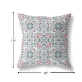 18? Pink Gray Paisley Indoor Outdoor Throw Pillow