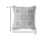 26? Pink Gray Paisley Indoor Outdoor Throw Pillow