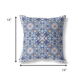 18? Blue Pink Paisley Indoor Outdoor Throw Pillow