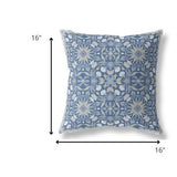 16? Blue Gray Paisley Indoor Outdoor Throw Pillow