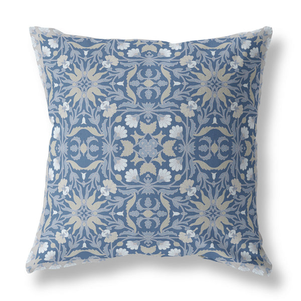 20? Blue Gray Paisley Indoor Outdoor Throw Pillow