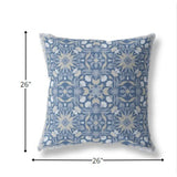 26? Blue Gray Paisley Indoor Outdoor Throw Pillow