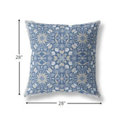 28? Blue Gray Paisley Indoor Outdoor Throw Pillow