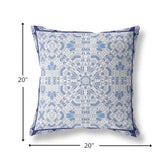 20? Blue Gray Geostar Indoor Outdoor Throw Pillow