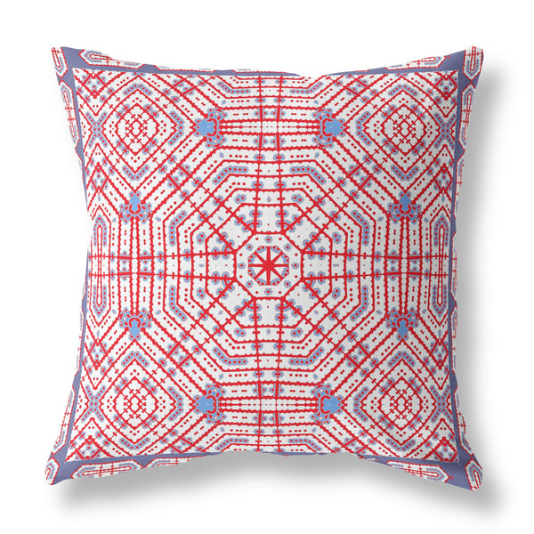 20? Red White Geostar Indoor Outdoor Throw Pillow